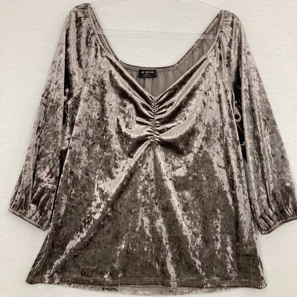 Lane Bryant Velvet Ruched Front 3/4 Sleeve Stretch Top size 10/12 Feminine - Picture 1 of 9